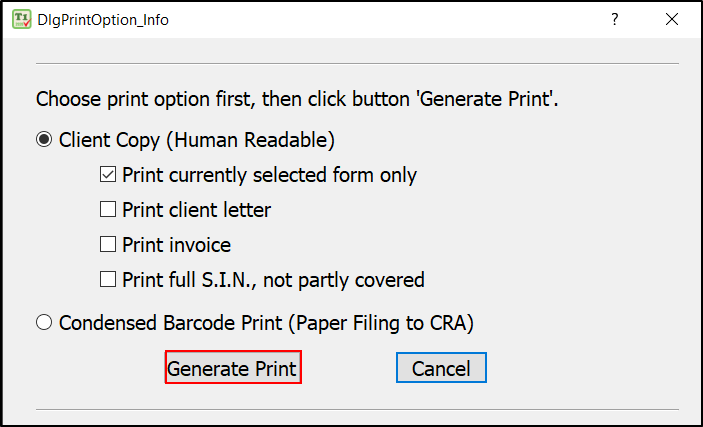 Generate Printable file